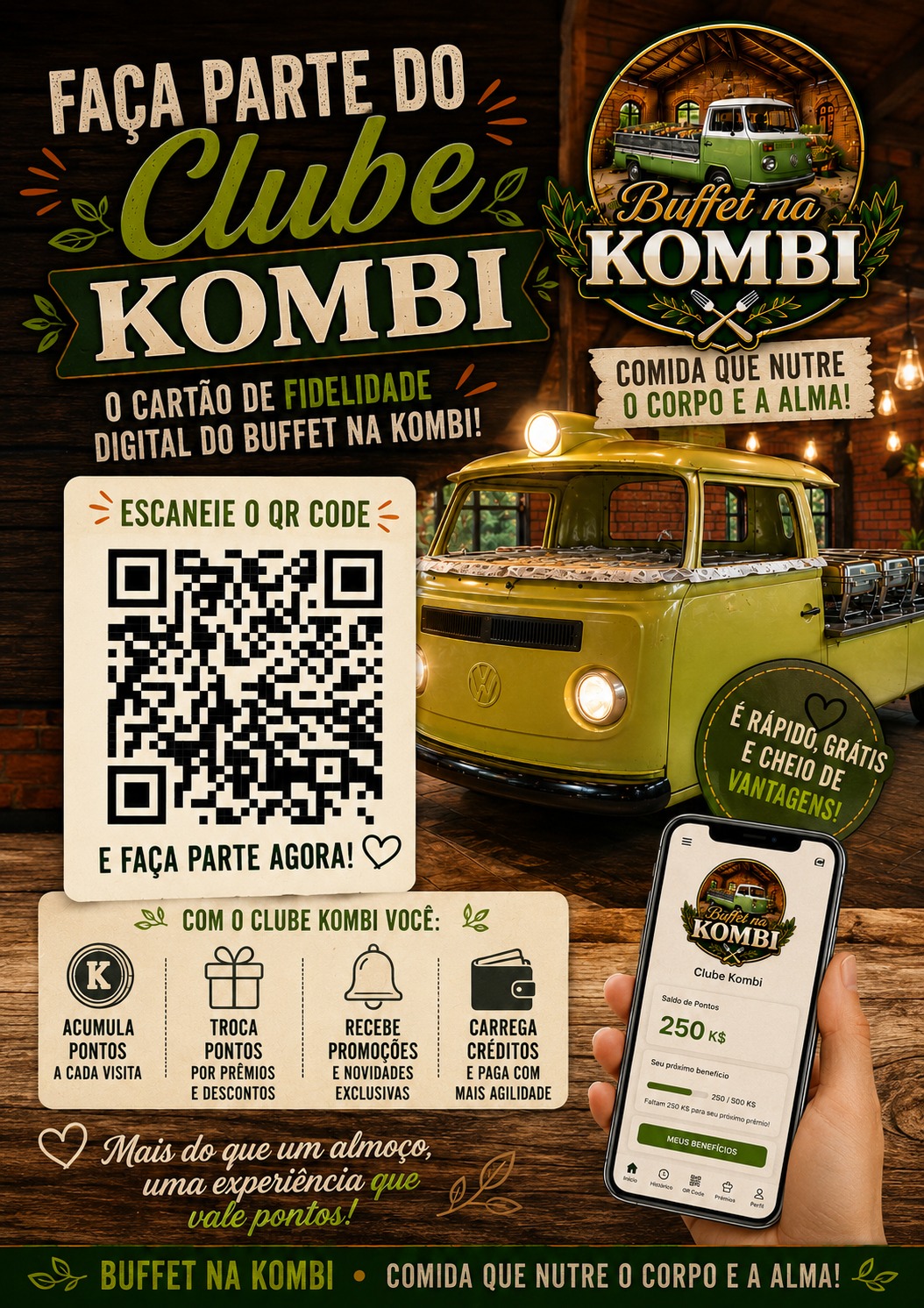 Clube da Kombi, cartão de fidelidade digital do Buffet na Kombi